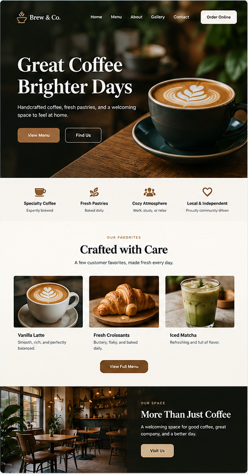 Example barbershop website design