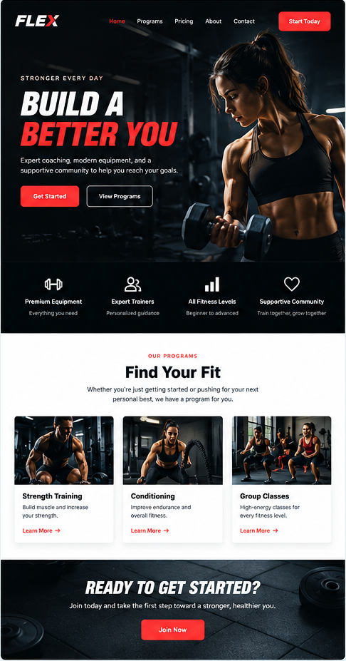 Example restaurant website design